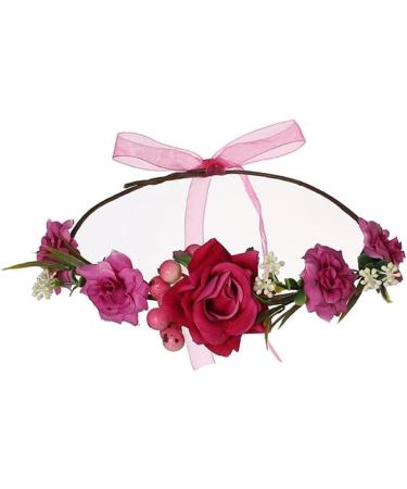 Colorful Velvet Rose Wreath - Perfect Headwear for Brides Bridesmaids & Holidays | HH72-1 Red - Buy Online on GoSupps.com