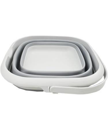 SAMMART Collapsible Plastic Bucket - 8.5L Square Foldable Tub for Fishing and Outdoor Use - Portable and Space-Saving Water Pail in Gray - Buy Online on GoSupps.com