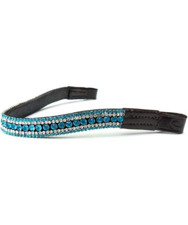 Equipride Horse Headband with Rhinestones - Stylish Turquoise Brown Leather | International Shipping - Buy Online on GoSupps.com