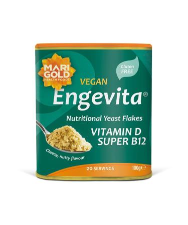 Marigold Health Foods Engevita Nutritional Yeast Flakes Vitamin D & Super B12 - Gluten Free - Vegan 100g (Pack of 3)