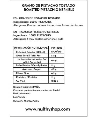  NULTHY NULTHY - 1 kg Roasted Pistachios - Shell-free - Salt-free - Natural dried fruit - Origin: Spain - Conventionally grown - Gluten-free - Vegan - Buy Online on GoSupps.com