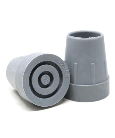 fiXte Heavy Duty Rubber Walking Frame Stick Cane Crutch Ferrule Tips with Metal Washer Installed to fit 25mm Poles (1") Grey (2)