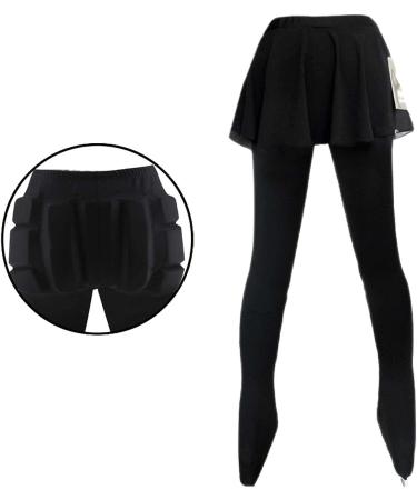 Adult Child Skating Leggings with Skirt & Hip Protection | Figure Skating Pants with Removable Pads - Black | 3XL - Buy Online on GoSupps.com