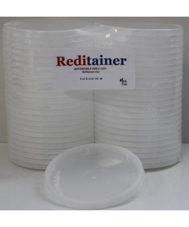 Reditainer Deli Container Lids - Airtight Durable Plastic Lids - Replacement Reusable Deli Lids for Reditainer Deli Containers - * LIDS ONLY * - Package Count (48)