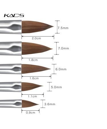 KADS 100% Kolinsky Sable Acrylic Brush Set (5pcs) - Sizes 2 4 6 8 10 for Nail Art - Premium Quality Black Kolinsky Brushes for Acrylic Nails - Buy Online on GoSupps.com