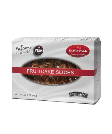 Grandma's Fruitcake Slices Individually Packaged in Gift Box | Old World Traditional Recipe with Fruit and Nut with No Green Citron or Other Bitter Candied Fruit 20 oz