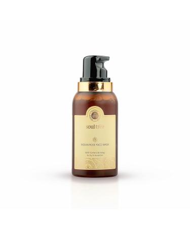 SholTree Ayurvedic Indian Rose Face Wash With Turmeric & Honey For Dry to Normal Skin - Heals and Prevents Blemishes Deeply Hydrates and Nourishes Naturally-120ml