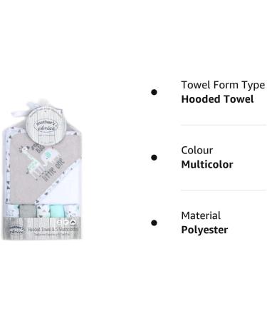Mother's Choice Giraffe Hooded Towel + 5 Face Cloths Set for Newborns & Kids - Quick Dry Lightweight Fabric - Buy Online on GoSupps.com