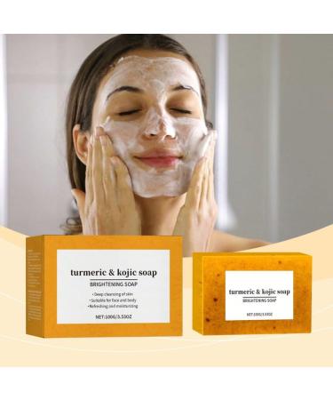 Natural Lemon Turmeric Soap Bar - Organic Face & Body Wash for Glowing Skin Deep Cleansing & Pore Firming Even Skin Tone (1pc - Buy Online on GoSupps.com