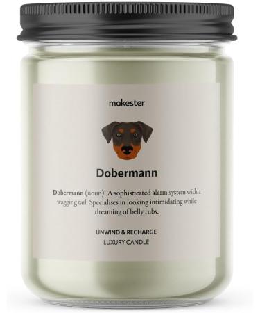 Madagascan Vanilla Jasmine & Sugared Almond Dobermann Candle - 220g Soy Wax - Perfect Dog Lover Gift for Christmas or Birthday - Buy Online on GoSupps.com