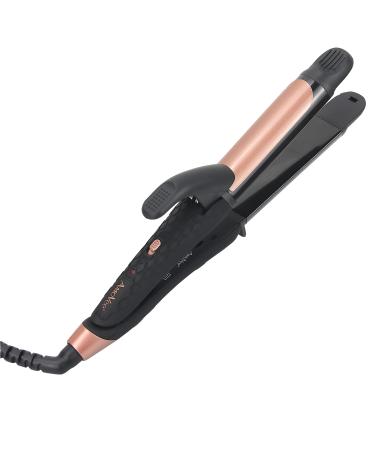 AmoVee Travel Curling Iron Mini Curling Iron Dual Voltage(100-240V) 1 Inch 2 in 1 Flat Iron Mini Hair Straightener for Travel Black