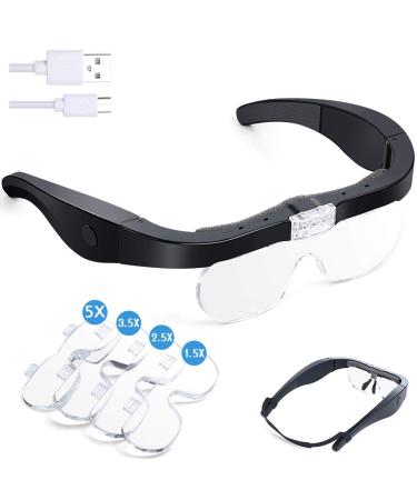 Head Magnifying Glass with Light Rechargeable Headband Magnifier for Close  Work
