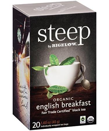 steep by Bigelow Organic English Breakfast Tea, 20 Count Box English Breakfast 20 Count (Pack of 1)