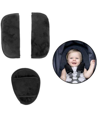 Baby Shoulder Strap Crotch Harness Pad Set for All Car Seats Pushchair Stroller High Chair Universal Soft Comfort Seat Belt Covers Cushion Suit for Toddlers Infant and Children (3pc Pads)