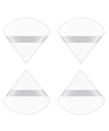 Triangle makeup powder quaste 2/4 piece of face sponge powder puff washable reusable makeup sponge wet dry make -up tool for loose powder or foundation rouge 4 pieces (white)