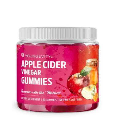 Youngevity Apple Cider Vinegar Gummies 500mg w/Raw ACV from The Mother Detox Cleanse and Support Immunity - 60 Gummy Vitamins