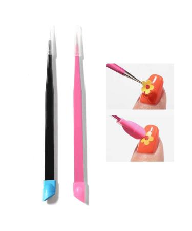 NUOMI 2 Pcs Straight Nail Tweezers Set with Silicone Pressing Head for Nail Art & Eyelash Extensions - Buy Online on GoSupps.com
