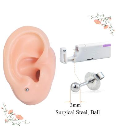 Firstomato 2PCS Disposable Ear Piercing Kit with Hypoallergenic Earrings - 3.0mm Ball Silver - Buy Online on GoSupps.com