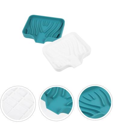KONTONTY 2pcs Soap Drainer Soap Organizer Storage Soap Holder Bathroom Soap Plate Silicone Storage Containers Travel Soap Holder Soap Holder Case Self Soap Dish Silica Gel Multifunction White Green 12.2X10X2.2CM - Buy Online on GoSupps.com