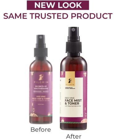 Pilgrim Red Vine Face Mist & Toner | Aloe Vera & Niacinamide | Hydrating & Pore-Minimizing Facial Mist | Refreshing Skin | 3.38 Fl Oz / 100ml - International Shipping Available - Buy Online on GoSupps.com
