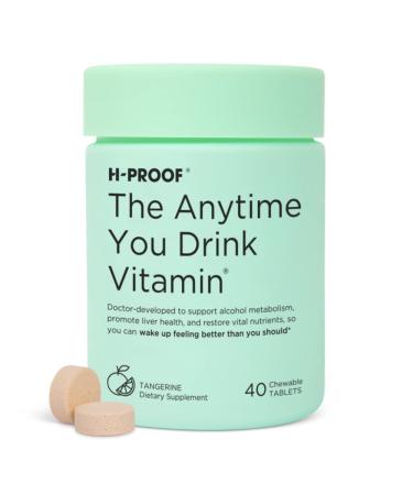 H-PROOF The Anytime You Drink Vitamin for Alcohol Metabolism  Liver Health & Immunity Support with Electrolytes  Antioxidants  Milk Thistle  Vitamins  40 Chewable Tablets (20 Servings)  Tangerine