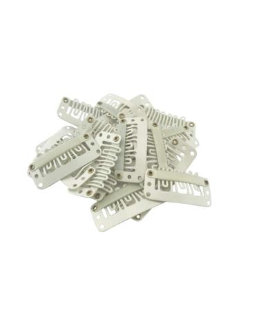20 Pcs Metal Snap Clips for Hair Extensions and Wefts (32mm Blond) Blonde