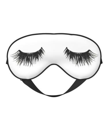 FoRes Eyelash Lip White Print Adult Unisex Sleep Eye Mask Light Blocking Adjustable Smooth for Deep Rest Black
