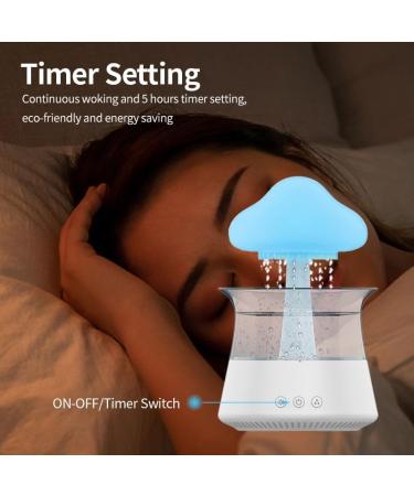 Rain Cloud Humidifier - Mushroom Drop Snuggling Cloud Desk Diffuser with Water Sounds and Cute Night Light (Wooden) - Buy Online on GoSupps.com