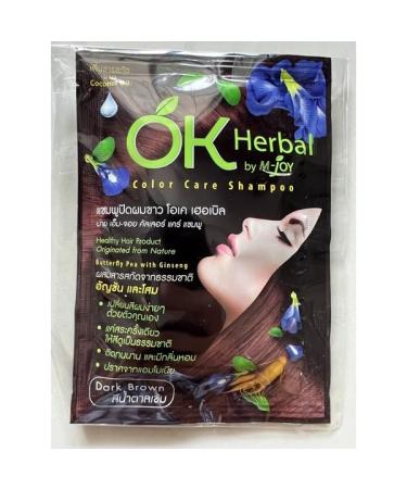 (1 Pack) Hair color change with herbs Brand OK HERBAL Color Care Shampoo Dark Brown 30ml