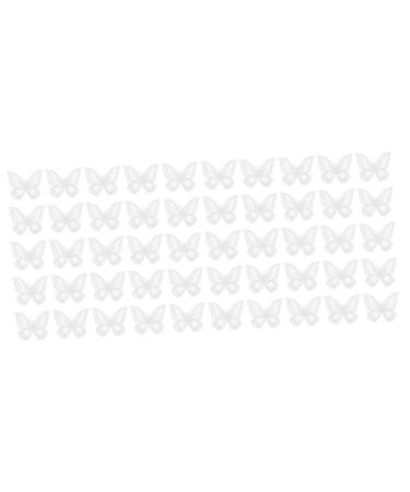 VILLCASE 60 Pcs Double Embroidered Butterfly Clothing Embroidery Cloth Sticker Jewel Stickers Flower Decorations Clear Hair Clips Wedding Ceremony Decorations Organza 3d Lace White Supplies
