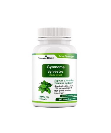Gymnema Sylvestre (Gurmar) 25:1 Extract | 12 500 mg Strength | 25% Gymnemic Acid 60 Vegan Capsules | 2-Month Supply | Standardized 25X Concentrated Extract (Pack of 1) Gymnema Sylvestre 1 Count (Pack of 1)