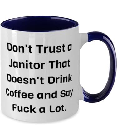 Fun Janitor Mug: Trustworthy Colleague Gift 11oz Two Tone Cup - Cleaning Supplies Theme - Buy Online on GoSupps.com