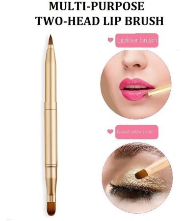 Exquisite Professional Lip Brush Applicators-Retractable Lipstick Brushes- Lipstick Gloss Makeup Brush Tool For Women and Girls (Two-Head-Gold) - Buy Online on GoSupps.com