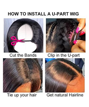 Kinky Straight U Part Human Hair Wig for Black Women 16 Brazilian Hair Clip In Wig - Natural Color 150% Density - Buy Online on GoSupps.com