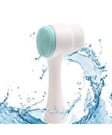 Somaer Face Wash Brush  2 in 1 Facial Cleaning Brush for Deep Pore Exfoliation  Wash Makeup  Massaging  Acne (Blue) Face Bush_blue