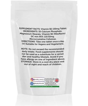 Vitamin B2 150mg 250 Tablets - LetterBox Friendly UK Fast Delivery -Riboflavin 95% - Buy Online on GoSupps.com