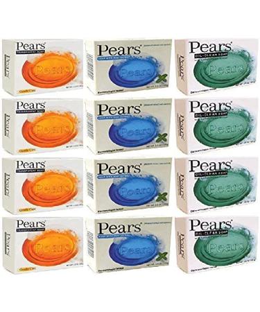 Pears Bar Soap Variety Pack 12 Mint Extract Lemon & Original 12 Count (Pack of 1)