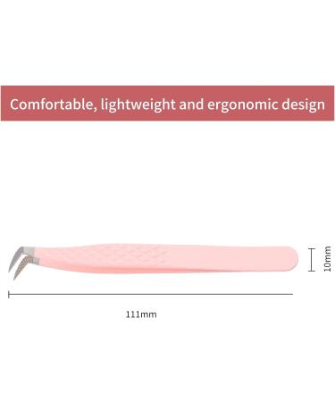 FADLASH Curved Fiber Tip Eyelash Extension Tweezers - Professional Pink Volume Lash Tweezers - Buy Online on GoSupps.com