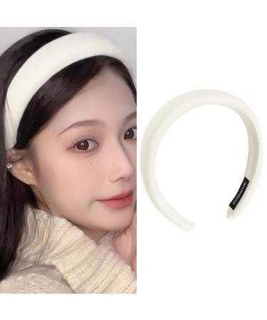 Thick Padded Headbands for Women White Sponge Headband Hair Hoops for Girls Wide Thick Non-Slip Hairband No Teeth Hair Head Bands Cute Headbands for Women Girls