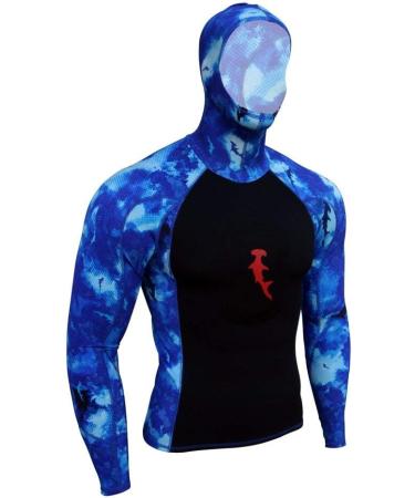 Hammerhead Spearguns Ambush Long Sleeve Rashguard with Hood - HH Camo Blue - Large - Buy Online on GoSupps.com
