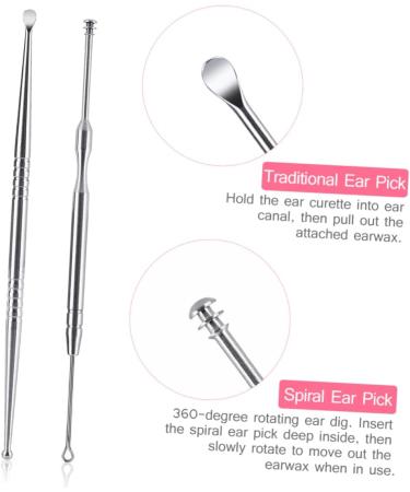 Hemoton 3pcs Stainless Steel Ear Cleaner Set - Ear Scoop, Ear Spoon, Wax Remover - Silver Earmuffs for Gentle Ear Cleaning - Buy Online on GoSupps.com