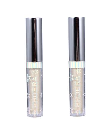 Beavorty Makeup Eyeshadow 2pcs glitter eye shadow Eyes Shimmer women makeup liquid eyeliner diamond Glitter powder 1 count (Pack of 1) Goldenx2pcs