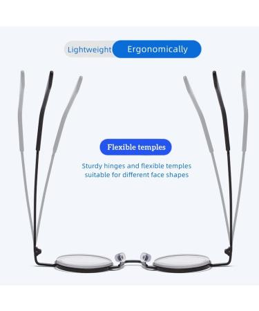 EVSER Retro Reading Glasses - Lightweight Round Metal Frame Anti-Glare Presbyopia Readers (1.0-4.0x) - Stylish & Durable Black Eyewear - Buy Online on GoSupps.com