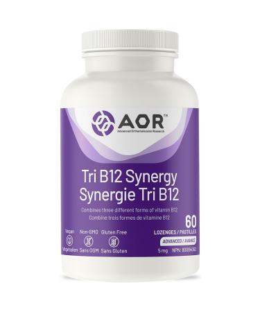 AOR Tri B12 Synergy 5mg 60 Lozenges Premium Vitamin B12 Supplement with Methylcobalamin Hydroxocobalamin & Adenosylcobalamin for Heart Brain & Nervous System Support - Ideal for Both Men and Women