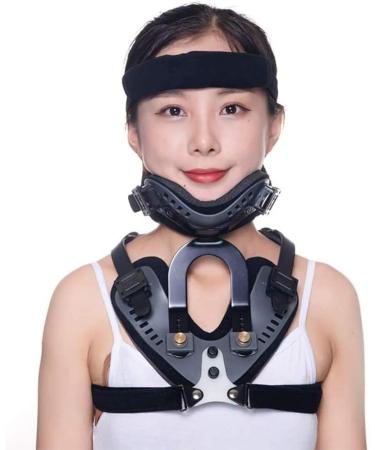 Jlasdr neck protection neck tractor cervical thoracic orthosis spondylose adjustable neck support support corrector for postoperative recovery of neck pain black