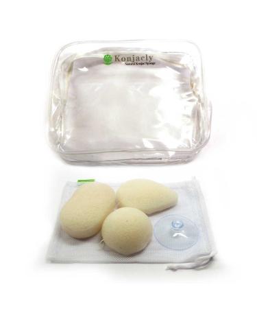 Natural Konjac sponges set of 3 for face . Suitable for all skin types: Normal dry oily sensitive and baby safe. Made from vegetable root fibre Eco-friendly and chemical free. Extra soft gentle exfoliate & deep cleaning. Help to remove dead skin cells dir