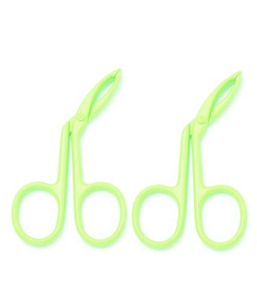 Motanar Multicolors Eyebrow Scissors Tweezers Scissors Handle Shaped Eyebrow Straight Tip Tweezers Clip Flat Tip Tweezers Hair Plucker Straight Tip Hairgripping Eyebrow (2 Pack Green)