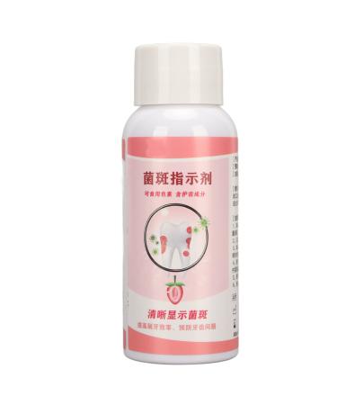 Plaque Disclosing Agent Oral Tartar Test, Denture Cleaner Toothpaste Examination Dental Plaque Indicator Liquid for Women Man Kid for Home with Scale Measuring Cup 60ml