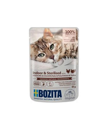 Bozita Cat Indoor & Sterilised Chunks in Gravy Chicken & Turkey | 12x 85g