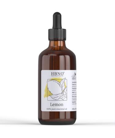 HBNO Lemon Essential Oil 4 oz (120ml) - 100% Pure & Natural Lemon Oil, Cold Pressed - Perfect Lemon Essential Oil for Cleaning, Aromatherapy, DIY, Candle Making, Soap & Diffuser - Lemon Essential Oils - Buy Online on GoSupps.com